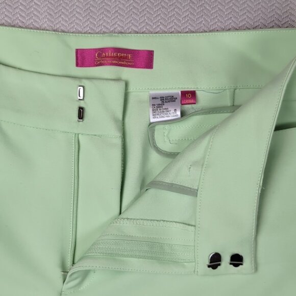 Catherine Malandrino Cropped Trousers Mint Green Slim Leg Stretch Pants - Picture 6 of 10